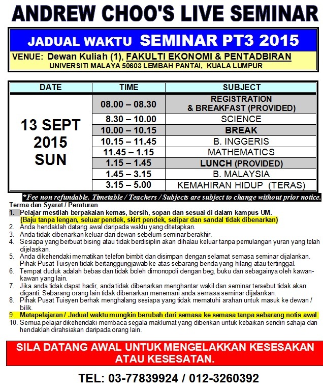 Upsr Pt3 Spm Exam Tips Andrew Choo Live Seminar With | jadual waktu seminar pt3 2015 Upsr Pt3 Spm Exam Tips Andrew Choo Live Seminar With | jadual waktu seminar pt3 2015